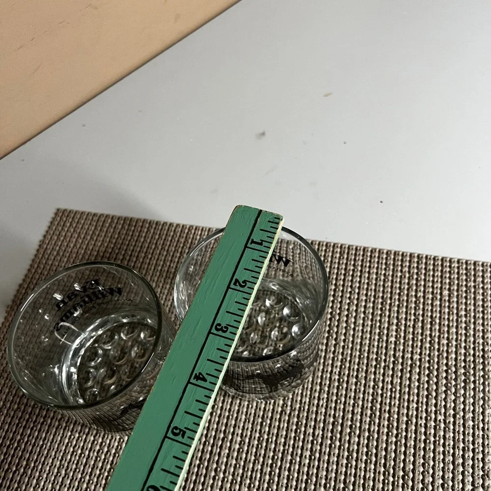 Evan Williams Bourbon Whiskey Glasses Set of 2 Bubble Base Rocks Lowball Barware